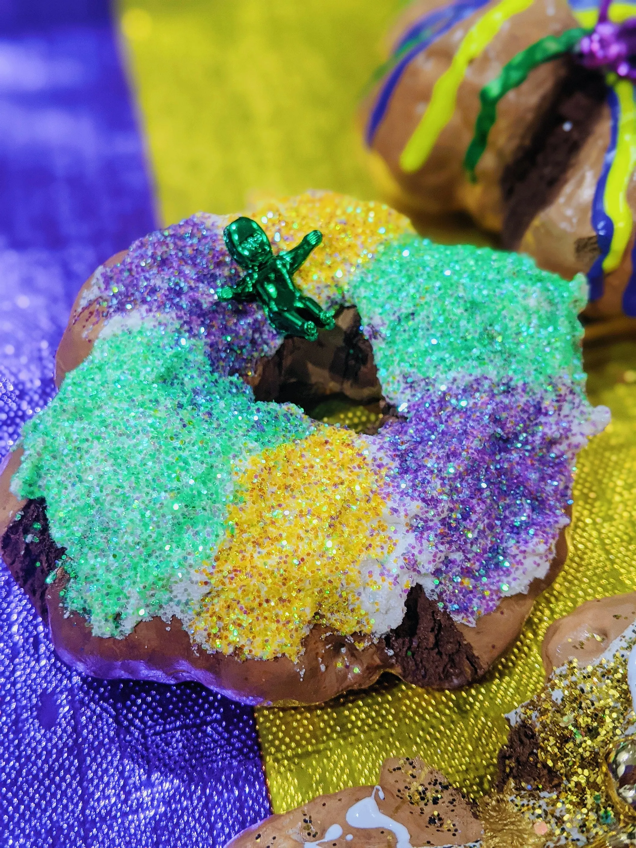 Festive King Cake-Inspired Hair Clip for Mardi Gras Celebration