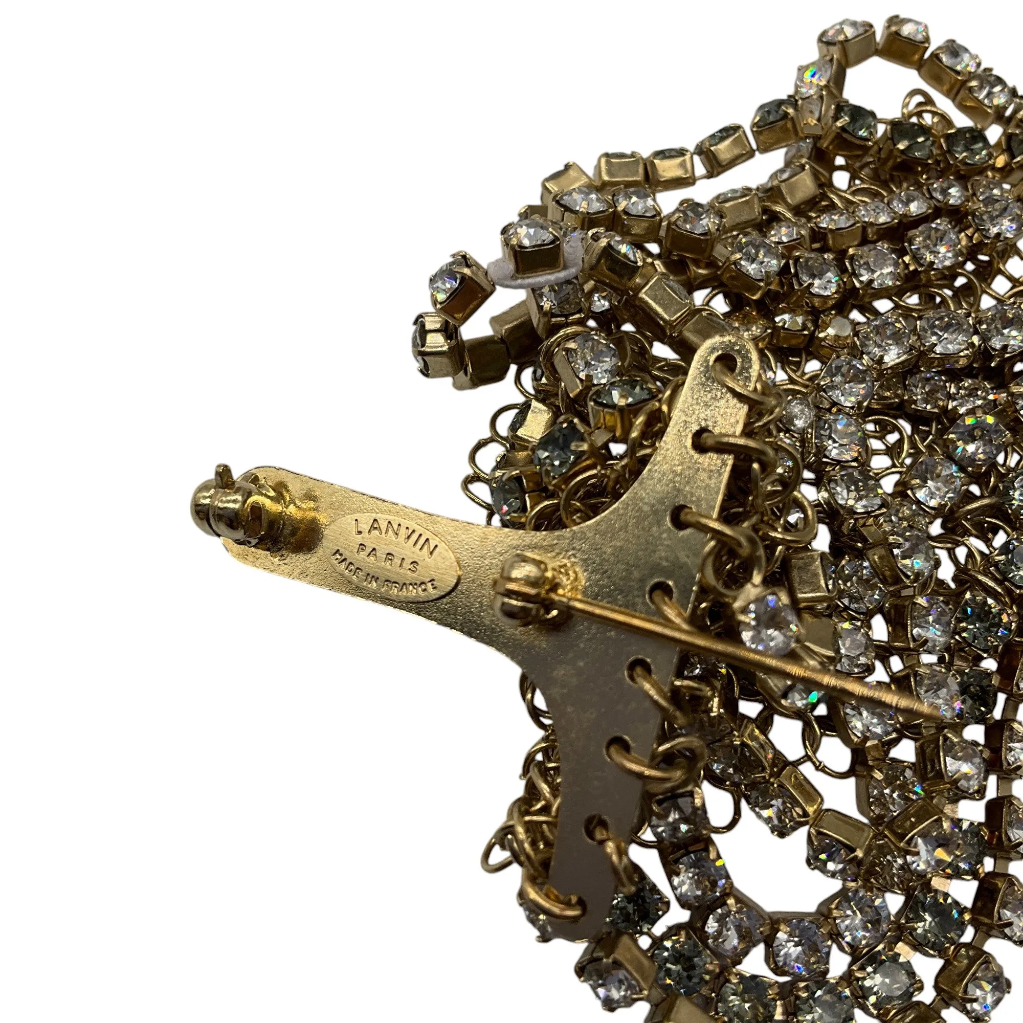 Lanvin Crystal Embellished Fringed Gold-tone Brooch