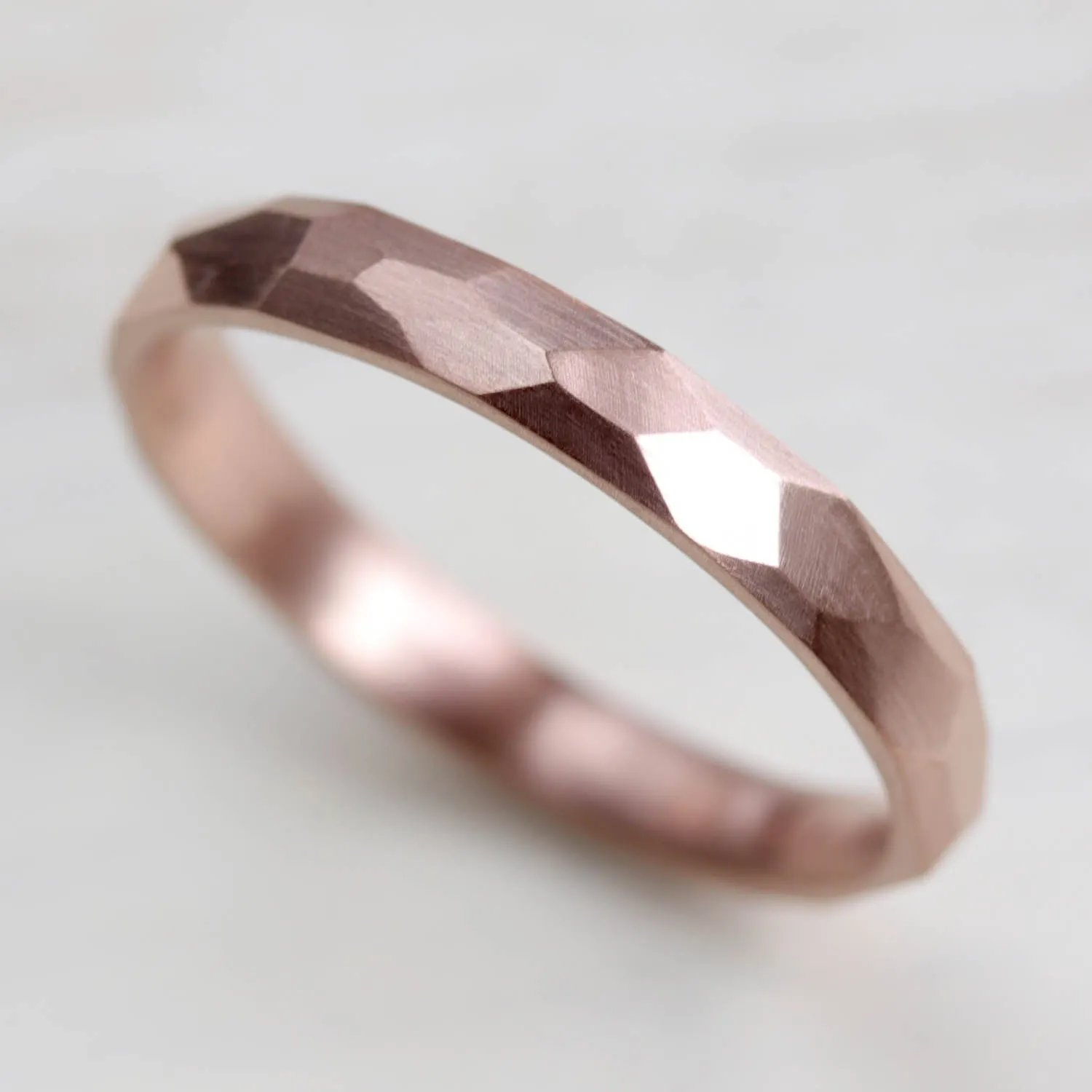 Narrow Faceted Wedding Band