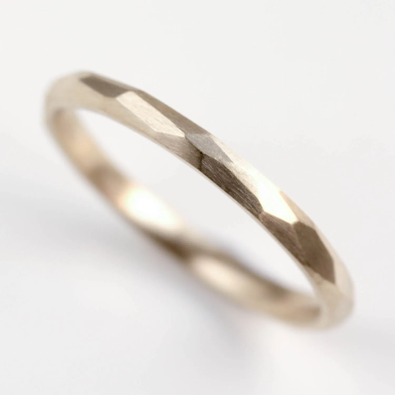 Narrow Faceted Wedding Band