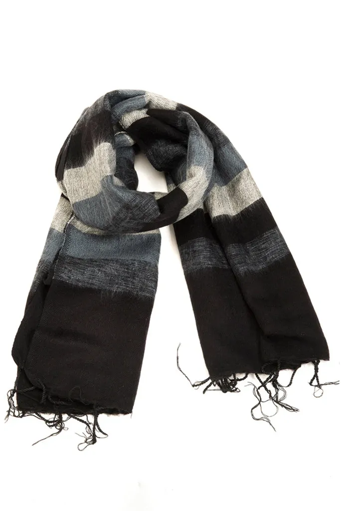 NEPAL MADE WOVEN SCARF, STRIPED BLK