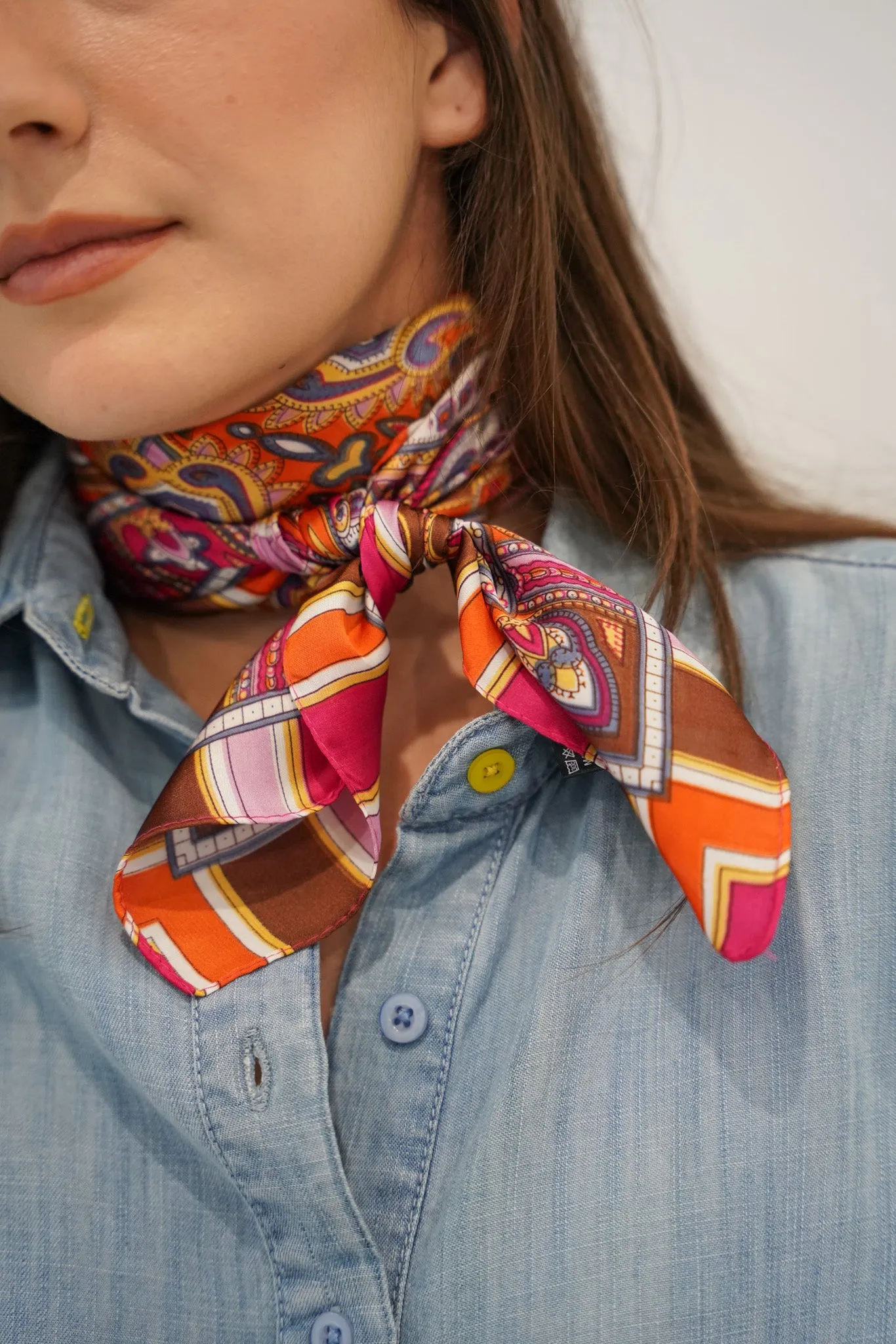 Orange & Pink Paisley Neck Scarf