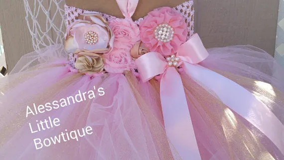 pink and gold tutu dress