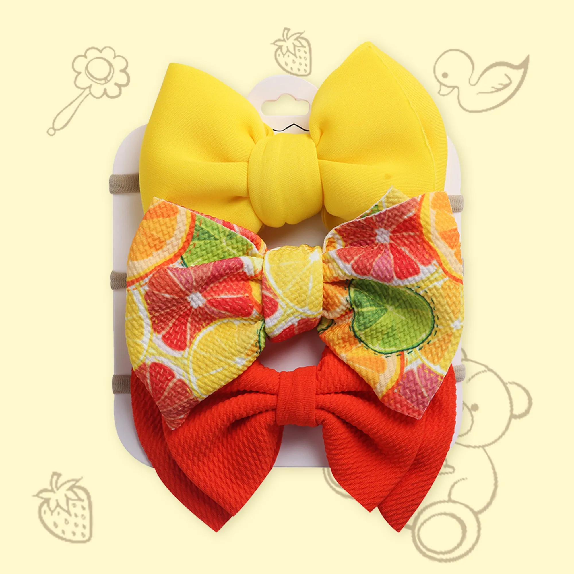 Polka Tots Lemon Bow Headbands Set - Multicolor