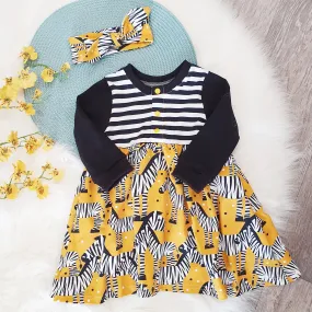 Popper top Mustard Zebra Baby & Toddler Dress