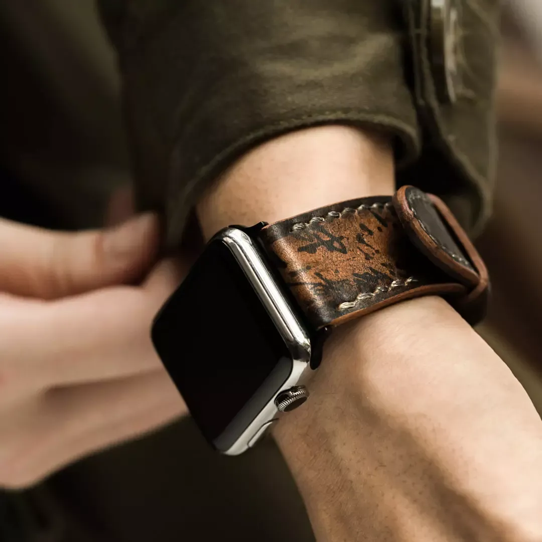 "Path of War" Calligraphy Handmade Cowhide Leather Strap (for Apple Watch)