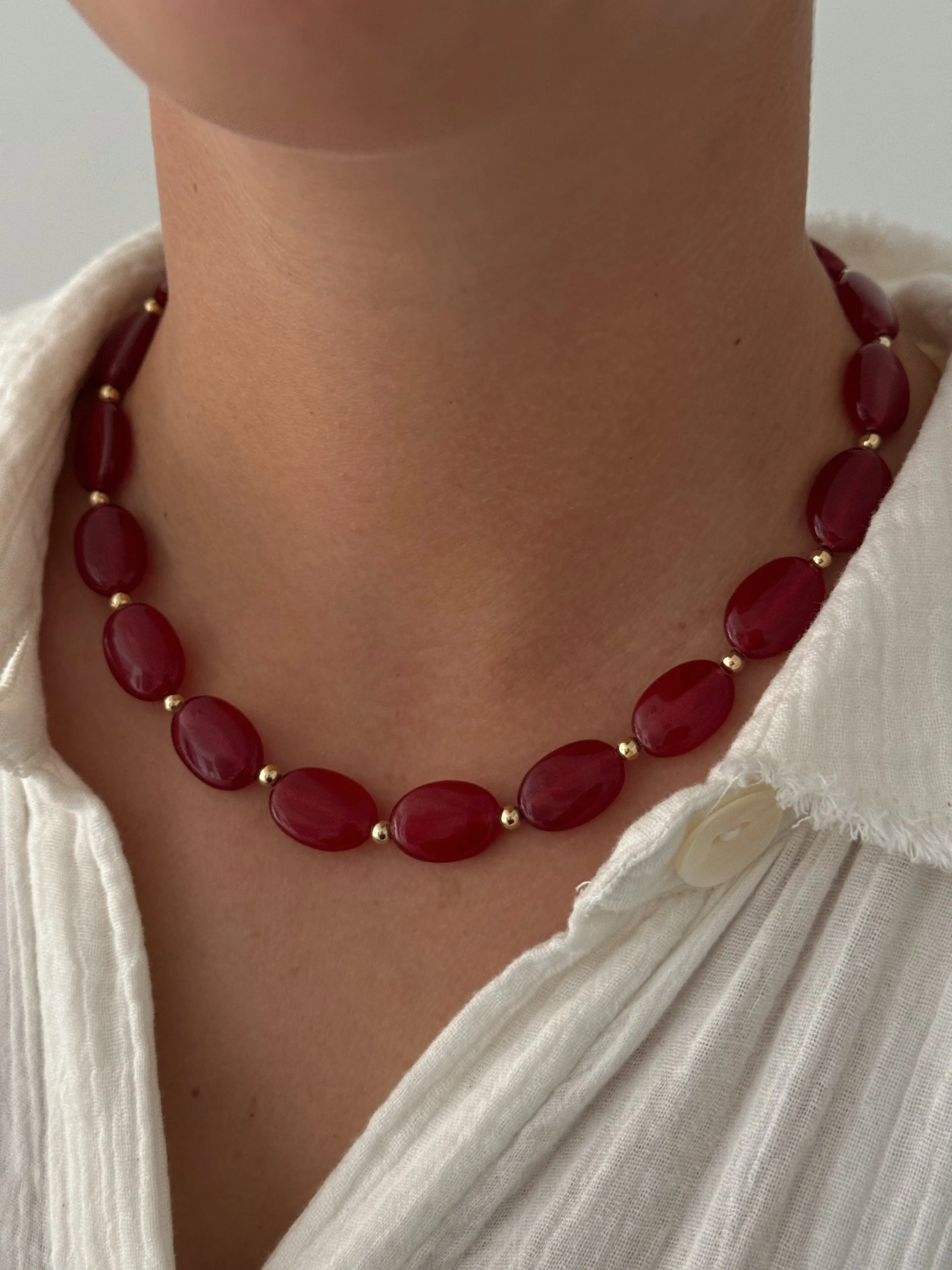 RED BEADED NECKLACE