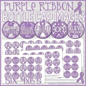 Ribbon Bottle Cap {PURPLE} PRINTABLE