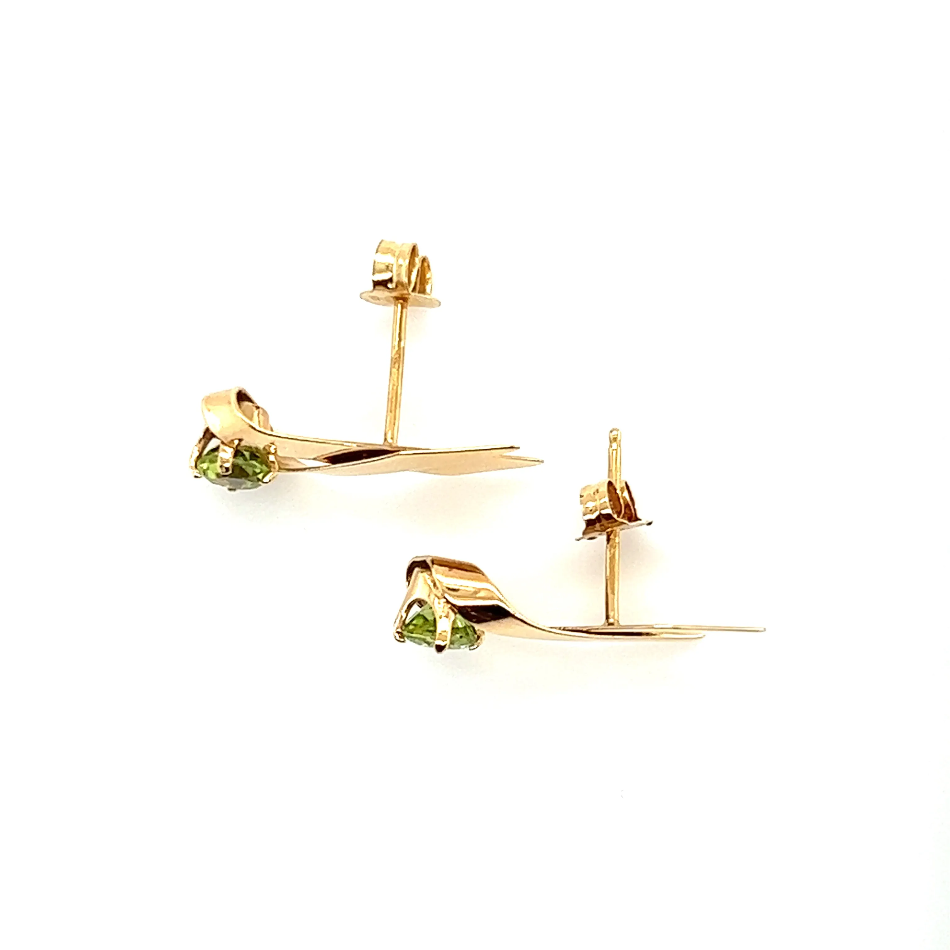 Ribbon Peridot Stud Earrings in 14K Yellow Gold