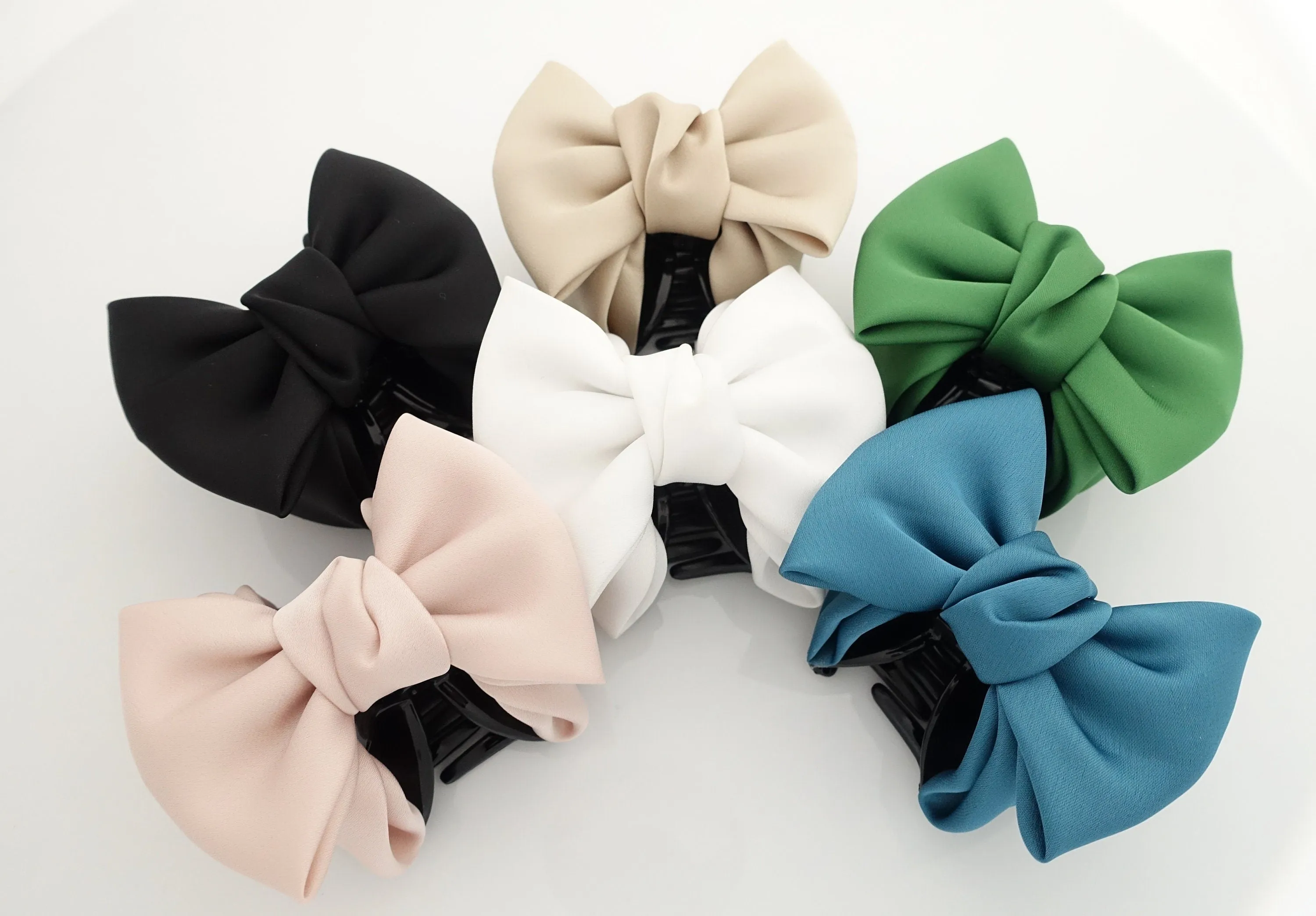 satin butterfly bow hair claw clip glossy fabric bow decorated hair clamp