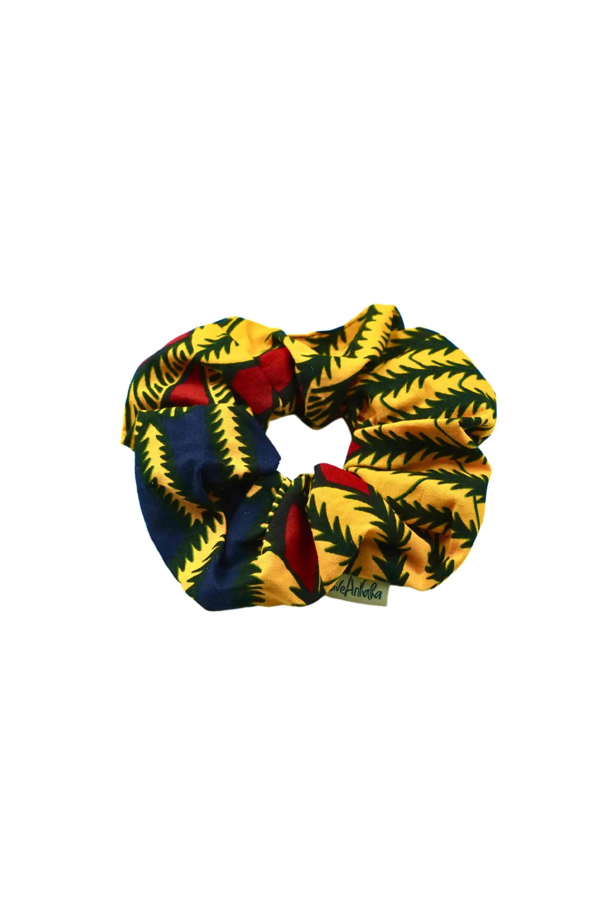 Scrunchie Red Yellow Blue African Ankara Wax Cotton Print - 215