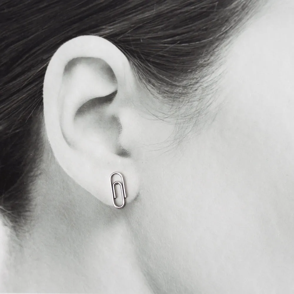 Small Silver Paperclip Earrings