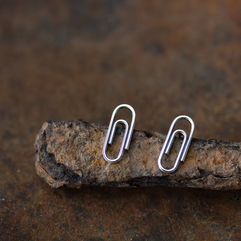 Small Silver Paperclip Earrings