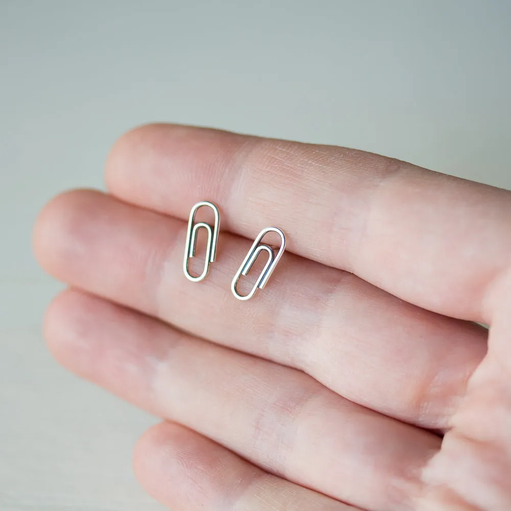 Small Silver Paperclip Earrings