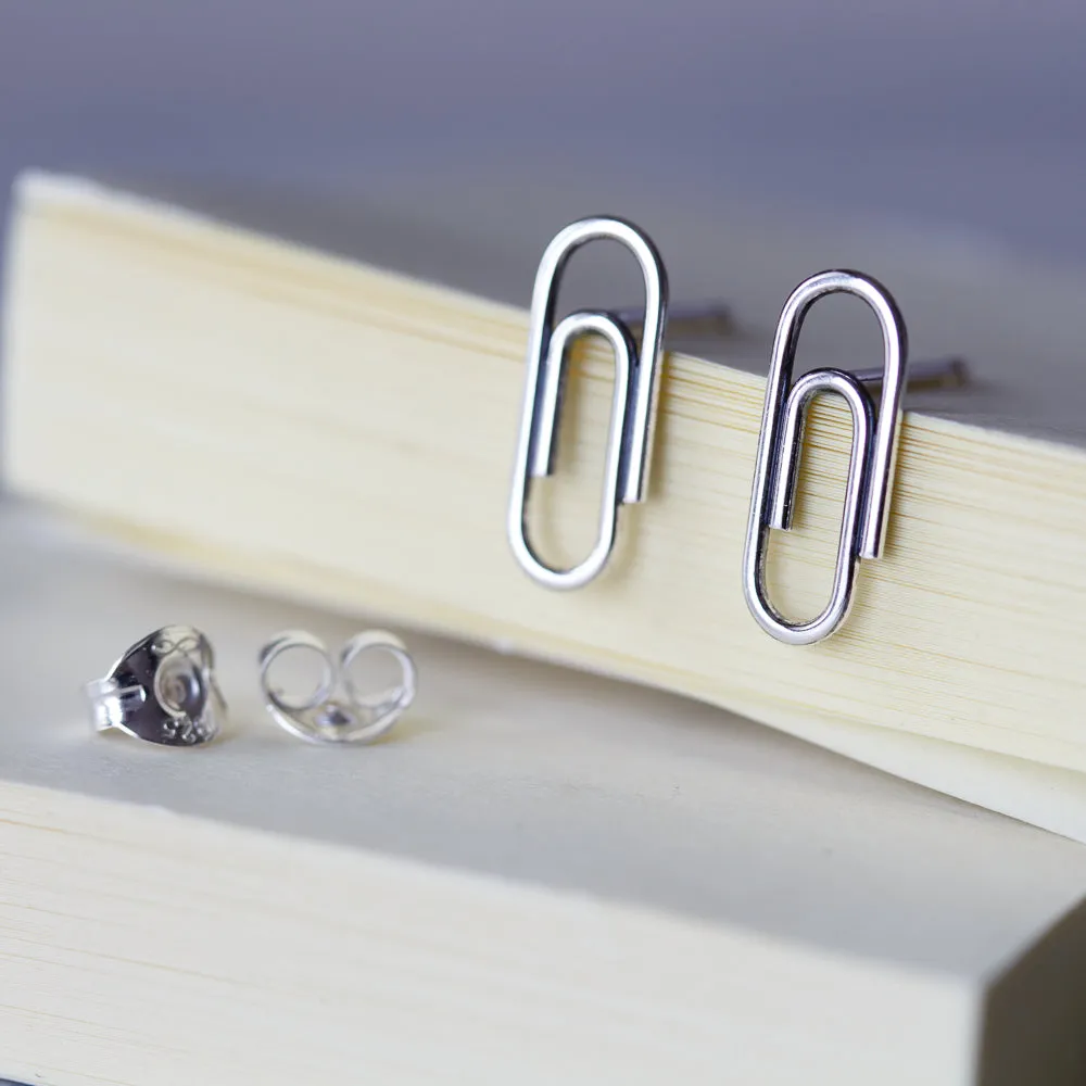 Small Silver Paperclip Earrings