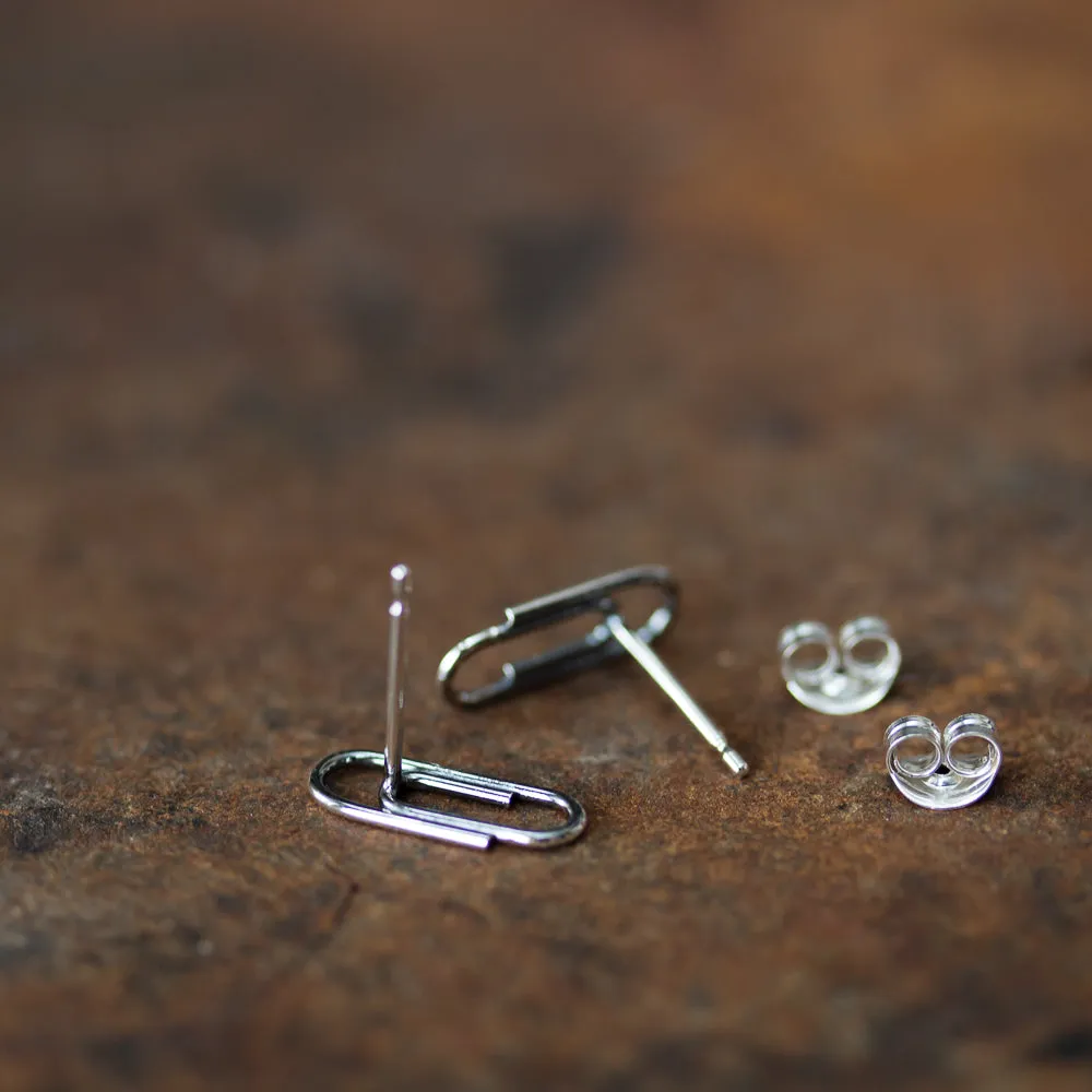 Small Silver Paperclip Earrings