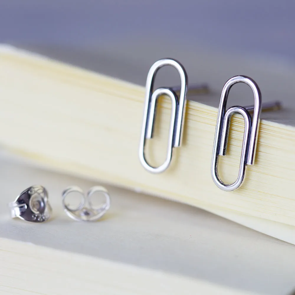 Small Silver Paperclip Earrings