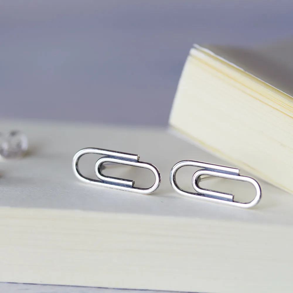 Small Silver Paperclip Earrings