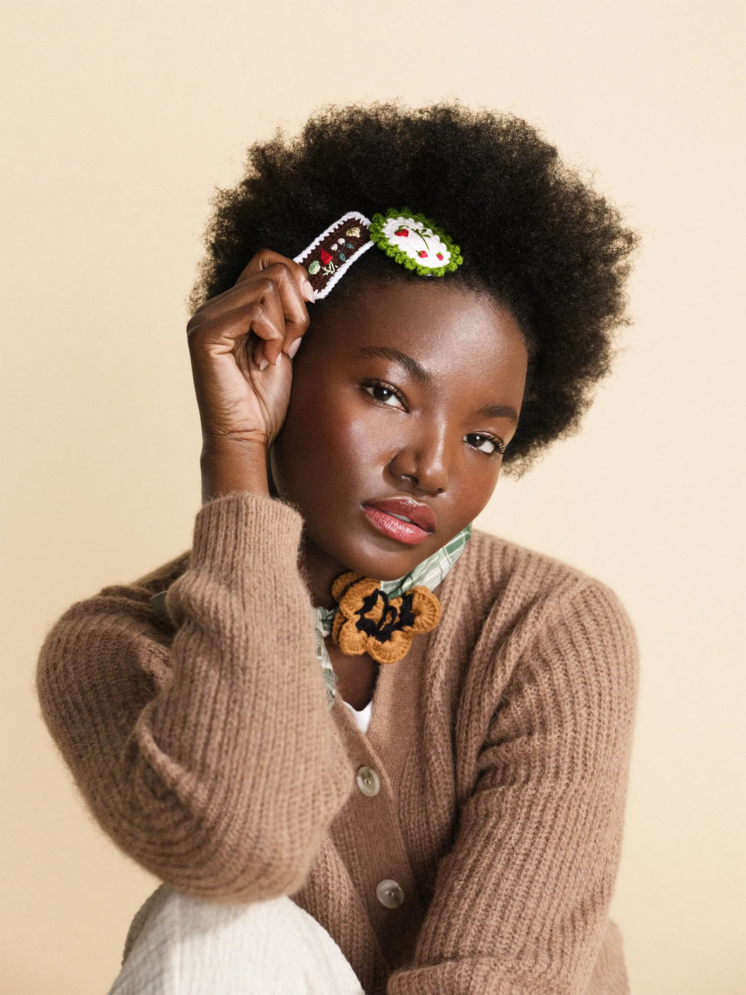 Strawberry Fields Crochet Hair Clips