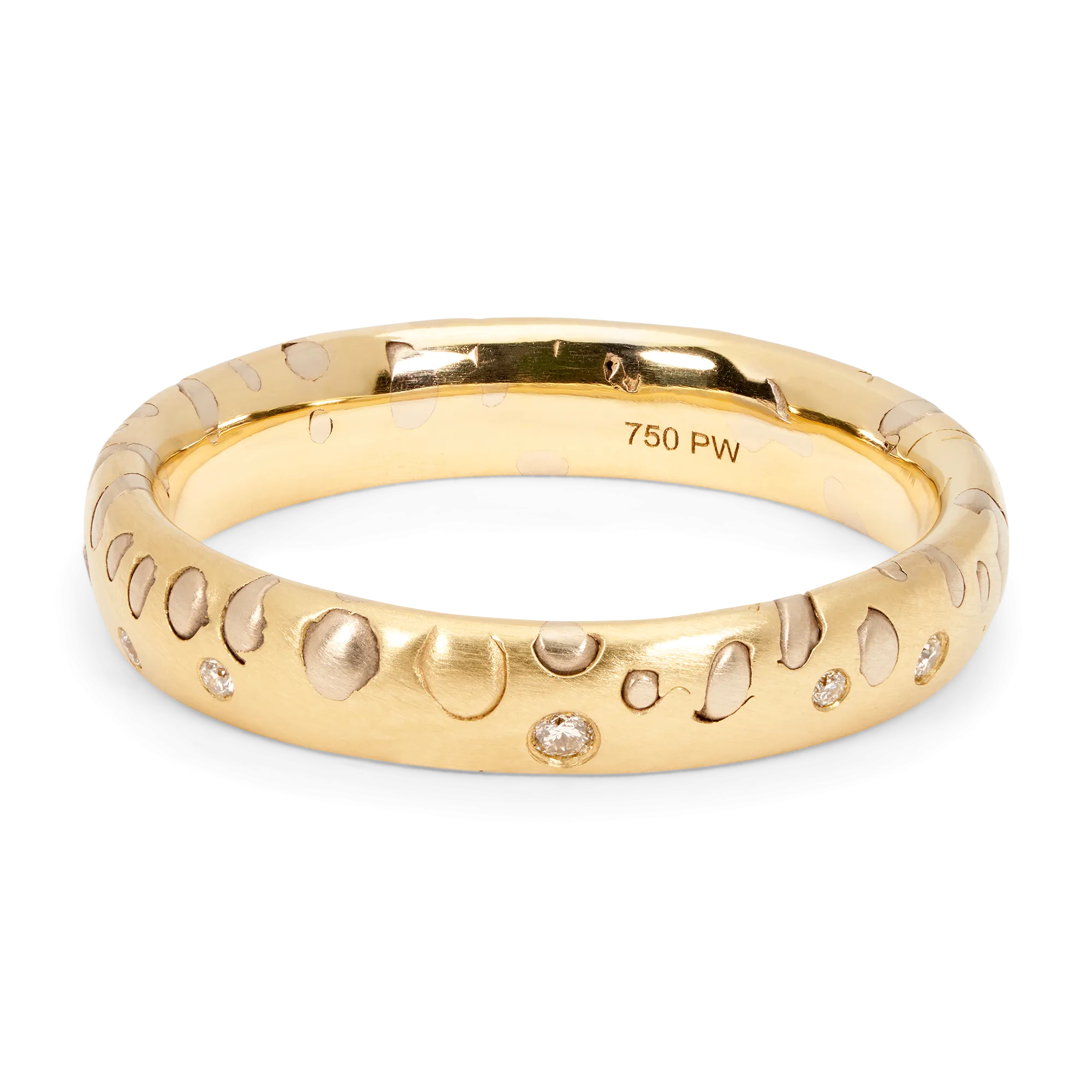 White Grain Ring with Diamonds - Size 7 - 11481