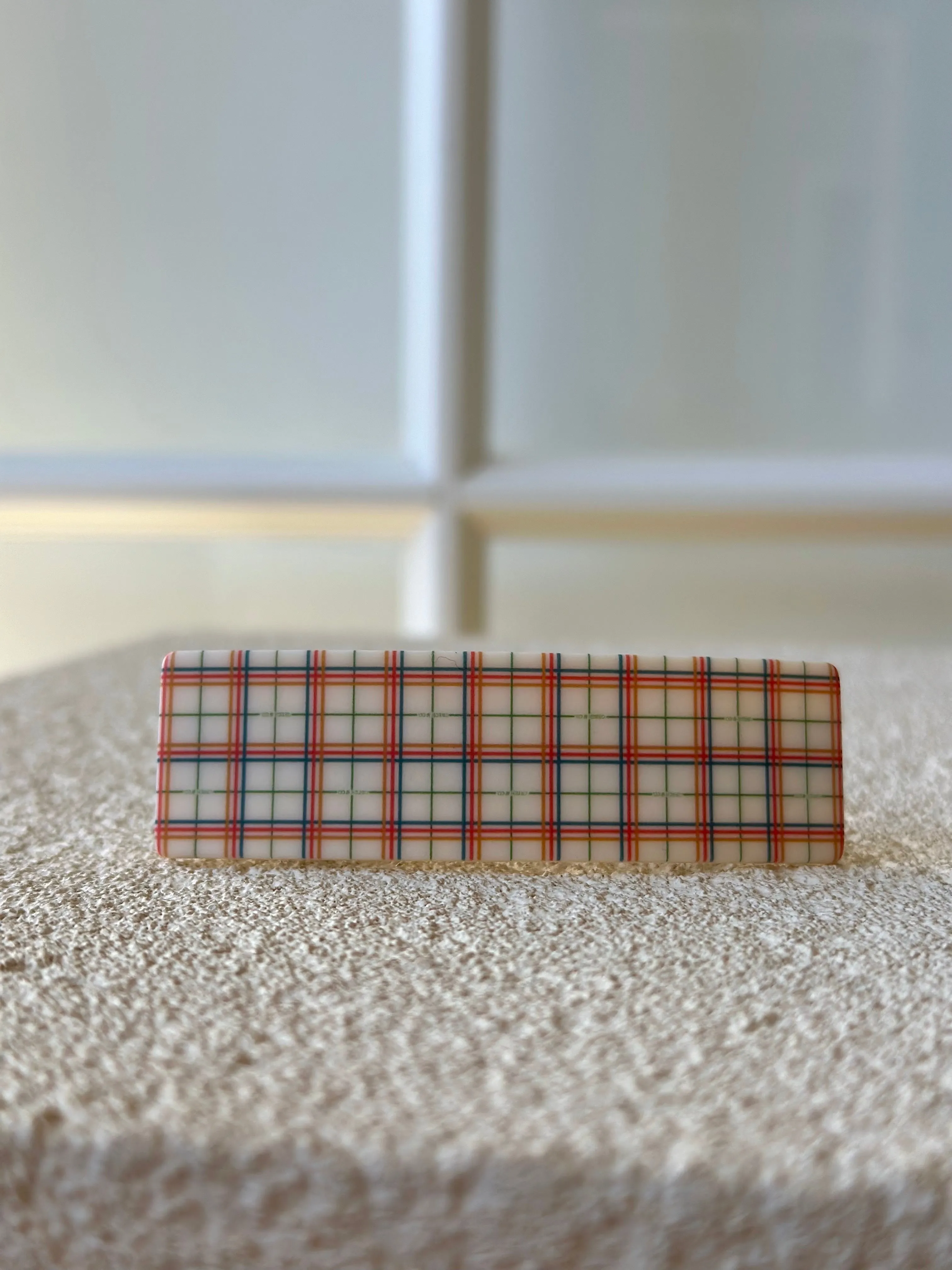 Wide Bar Clip - Plaid Pattern