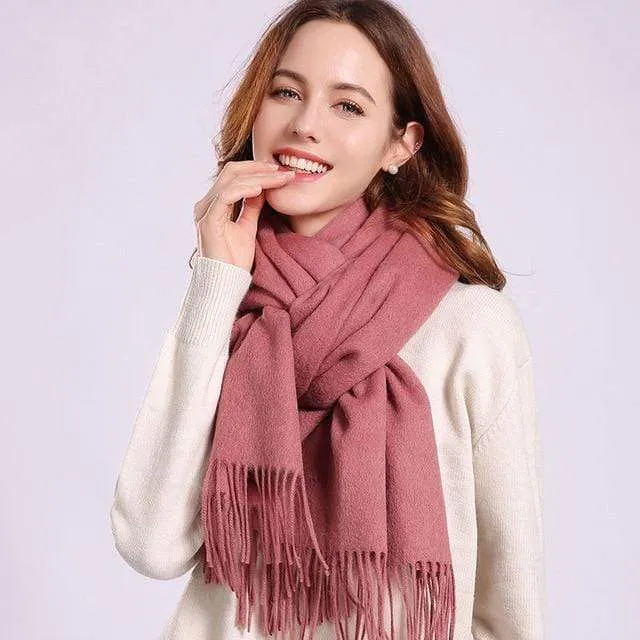 Women 100% Real Wool Scarf Winter Scarves