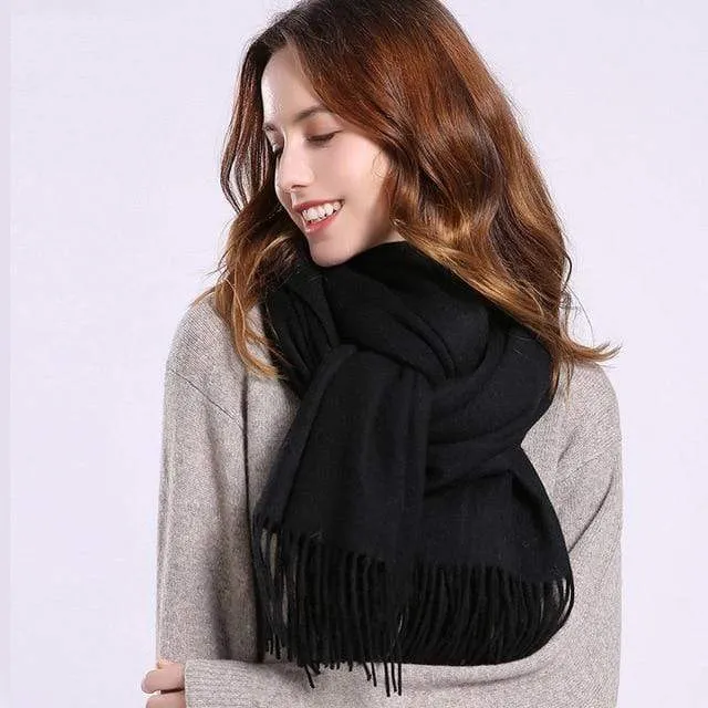 Women 100% Real Wool Scarf Winter Scarves