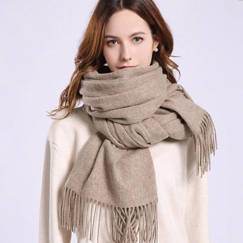 Women 100% Real Wool Scarf Winter Scarves