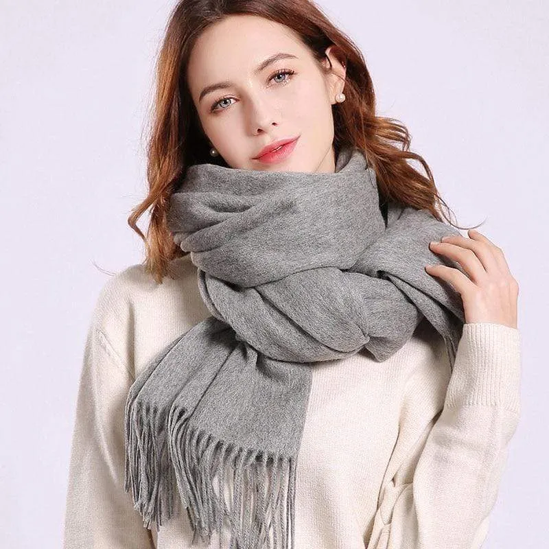 Women 100% Real Wool Scarf Winter Scarves