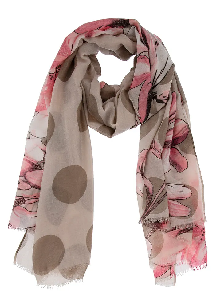 Women's Floral and Spot Print Lightweight Scarf