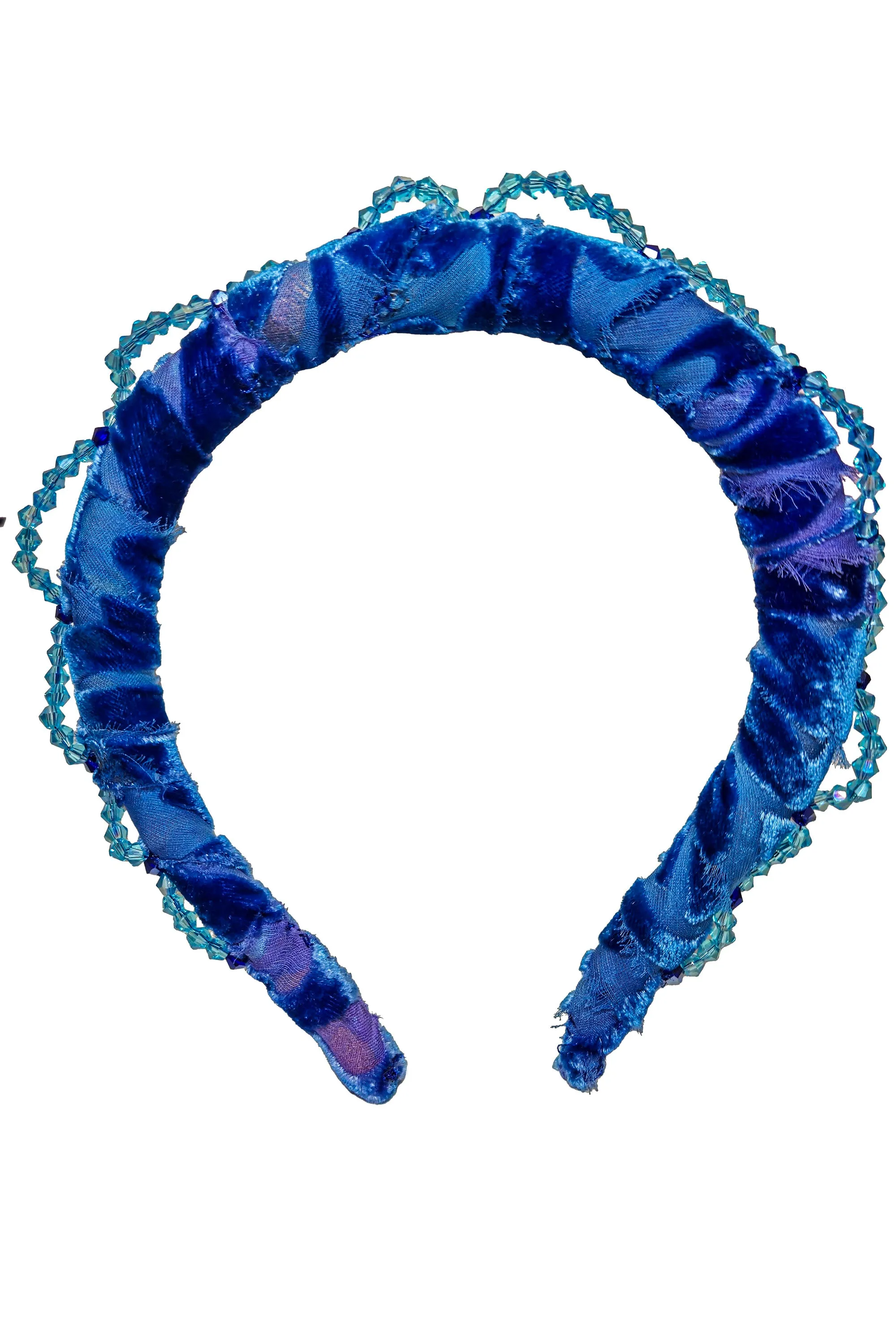 Wrapped Velvet Headband - Blue & Aqua