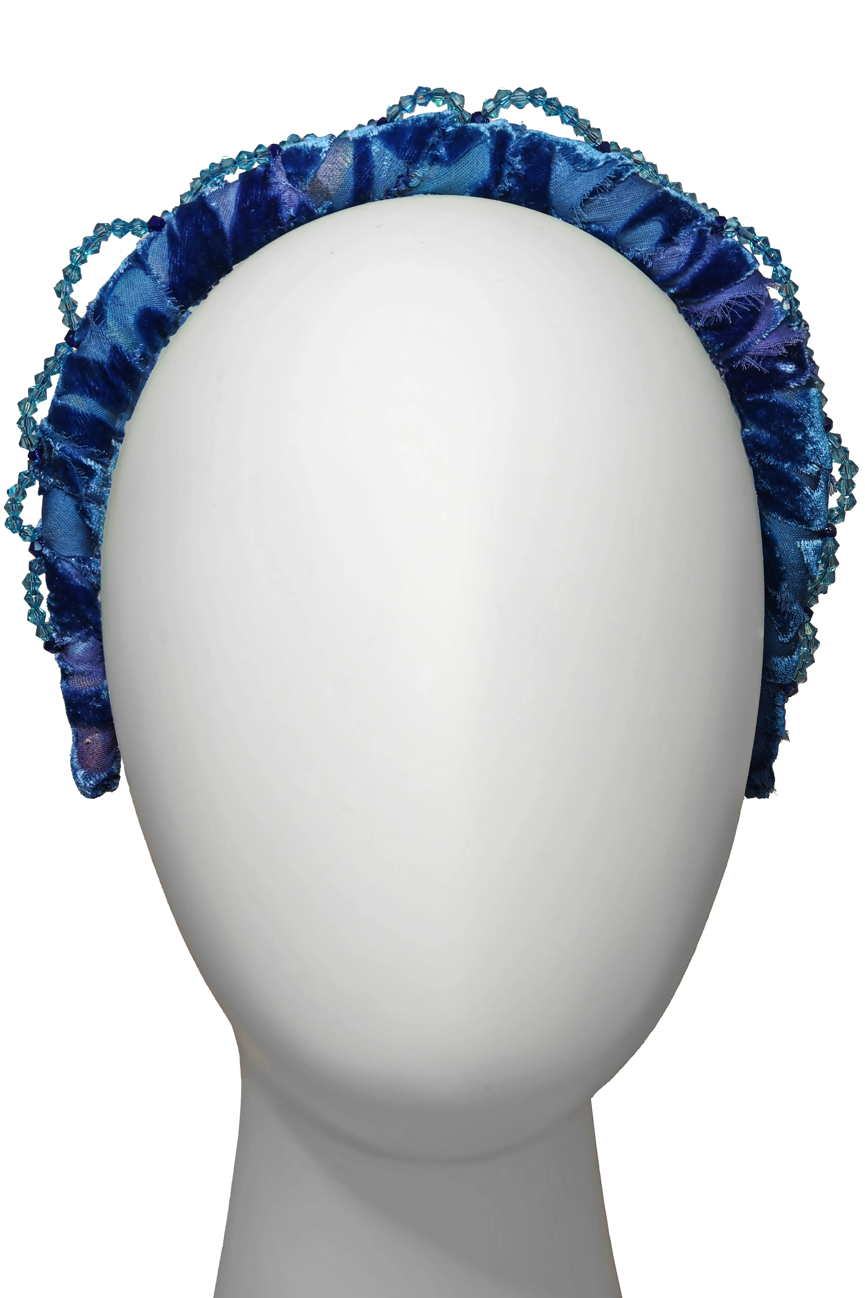 Wrapped Velvet Headband - Blue & Aqua