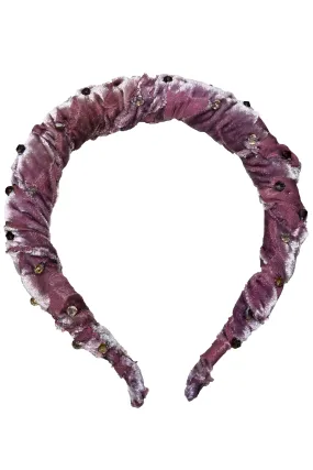 Wrapped Velvet Headband - Rose Pink & Brown