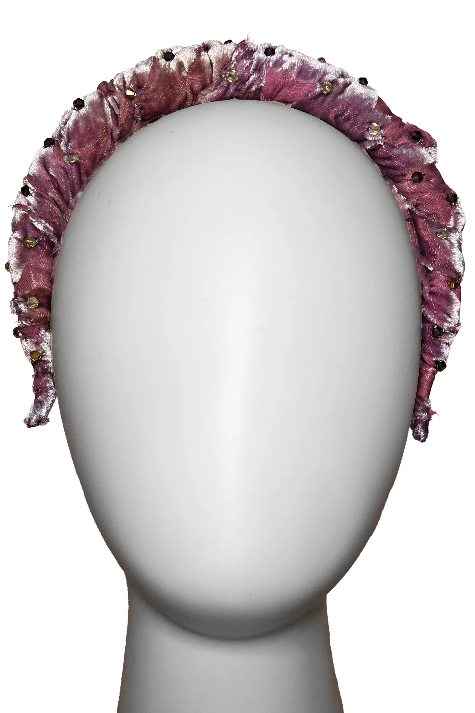 Wrapped Velvet Headband - Rose Pink & Brown